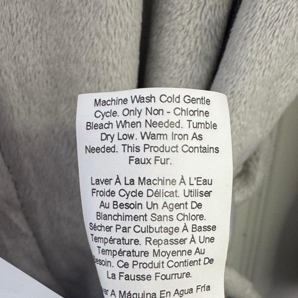 Pottery Barn Faux Fur Trim Hooded Robe Gray Plush Luxury Spa Gift Medium View 5